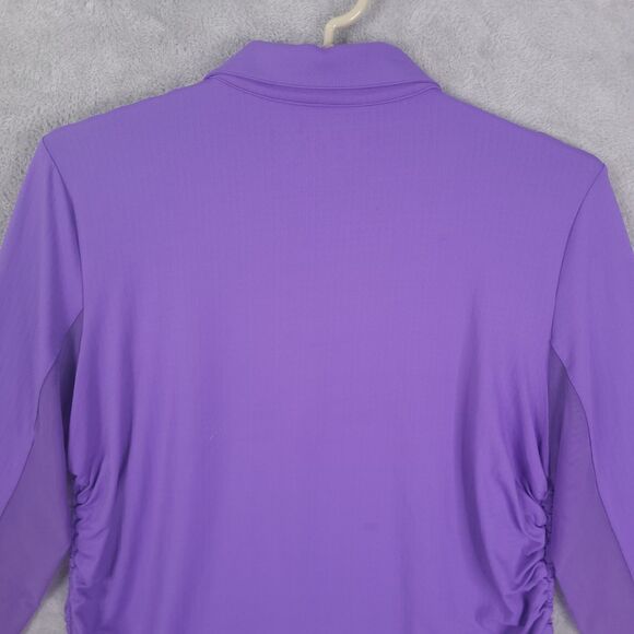 IBKUL Golf Tennis Top Shirt Womens XL Purple Long Sleeve 1/4 Zip UPF 50 Rushed - Picture 9 of 13
